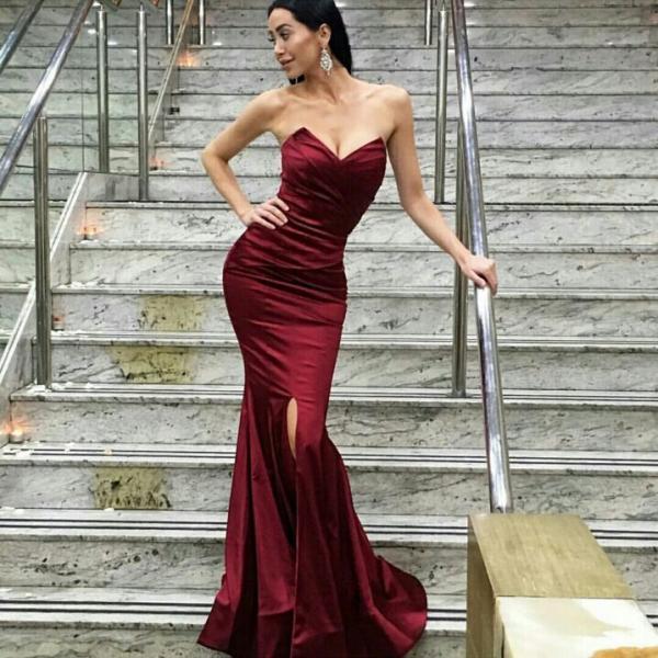 Gorgeous Mermaid Long Red Prom Dress With Criss Cross Back On Luulla